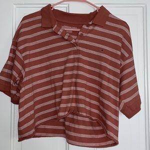 American eagle rusty pink button up collared tee